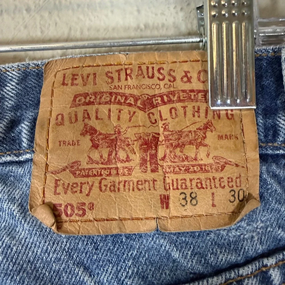 Levis 505 Regular Fit Straight Leg Jeans Blue Denim Mens 38x30 00505-0216‎